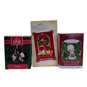 Hallmark Keepsake Christmas Ornament Lot Tread Bear Winter Garden Mary’s Angels